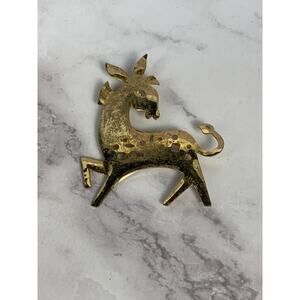 Vintage 1950's 12k gold‎ filled Deer Christmas Pin Brooch signed James H. Hall